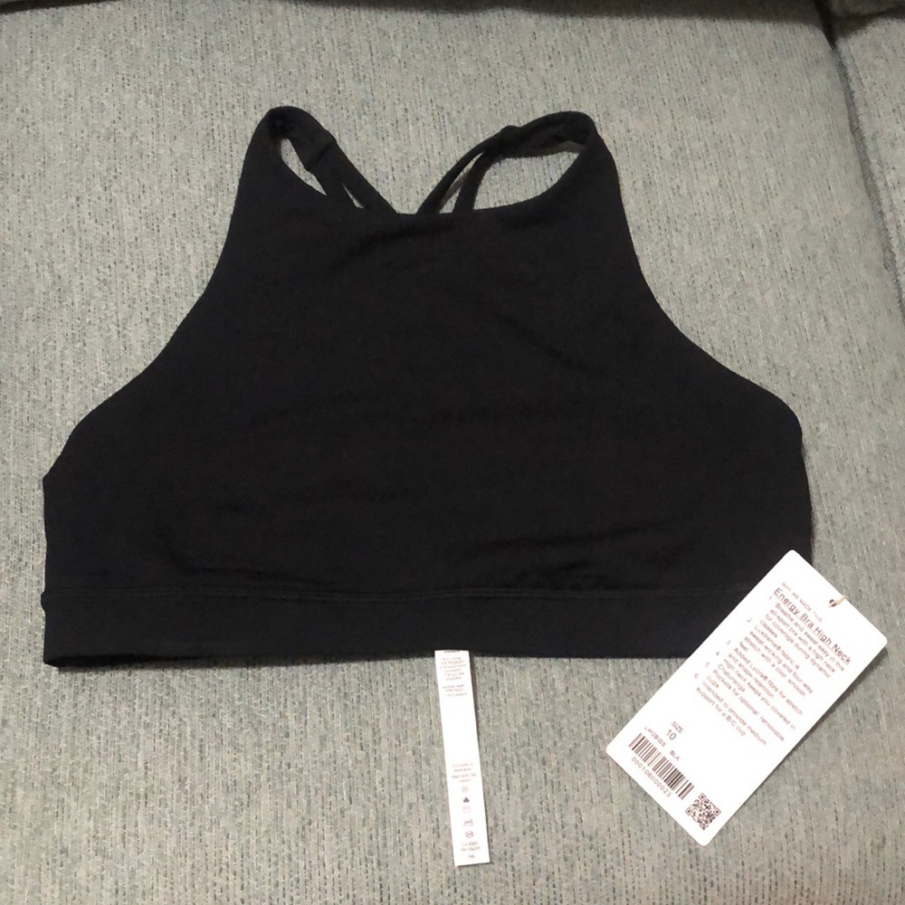NWT Lululemon Energy Bra High Neck - Black - Sz 10
